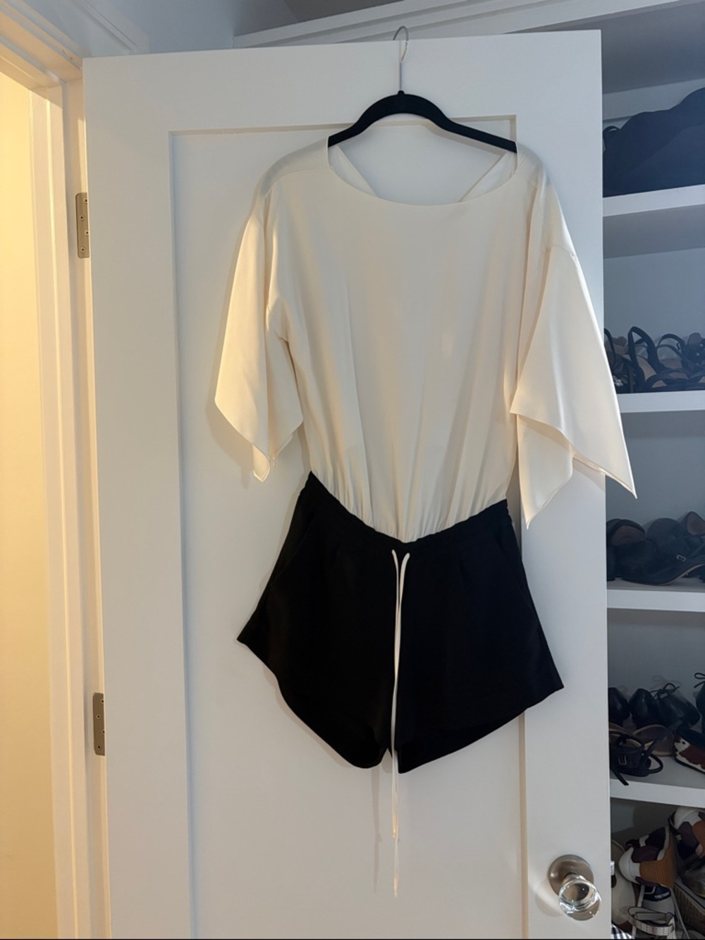Ramy Brook Cream and Black Short Sleeve Romper